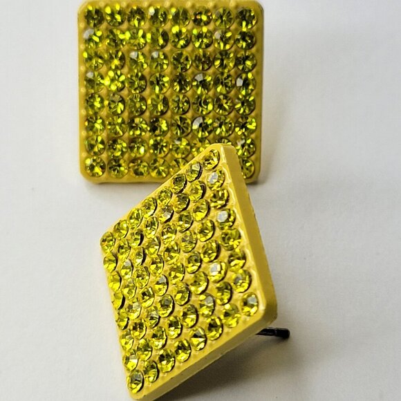 Square Yellow Earrings - Picture 3 of 7
